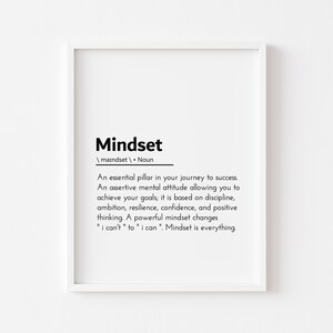 mindset definition, motivational quotes gym, inspirational definitions, mindset is everything, mindset poster, motivational office wall art