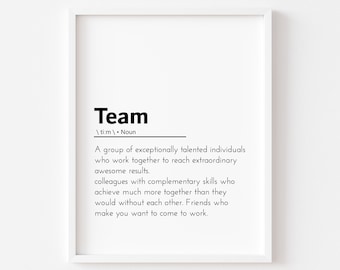 Team Definition Print, Minimalist Office Wall Art (Digital Download)