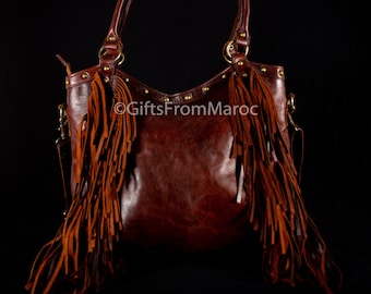 Handmade Fringe purse, fringe bag purse leather fringe crossbody, boho leather handbags, hobo leather bag with fringe.