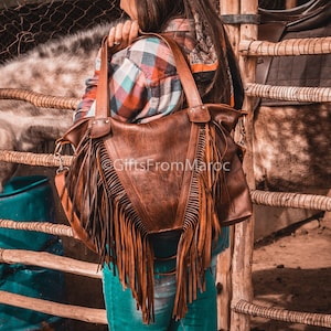 Leather Fringe purse, Black leather fringe bag, leather handbag with fringe, Fringe crossbody leather tote  bag.