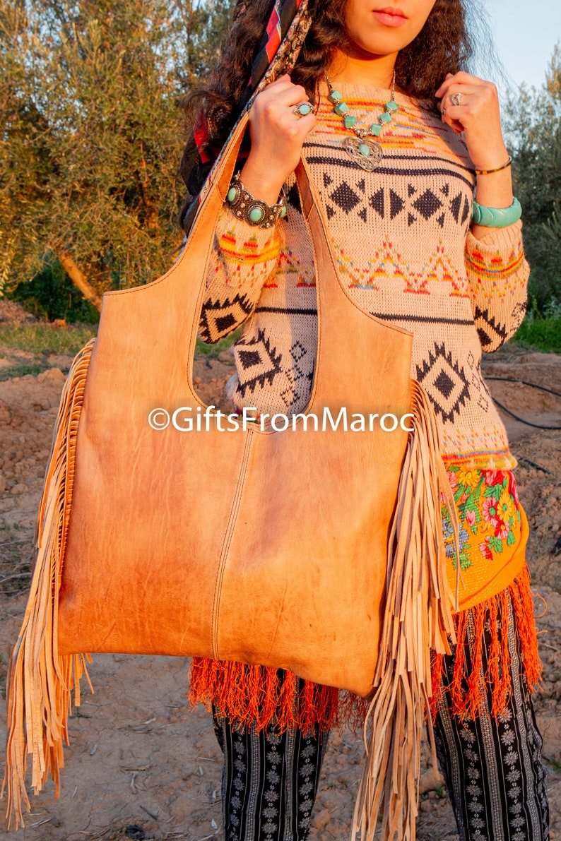 Black Leather Fringe Bag Large Handbag With Fringe Fringe Etsy