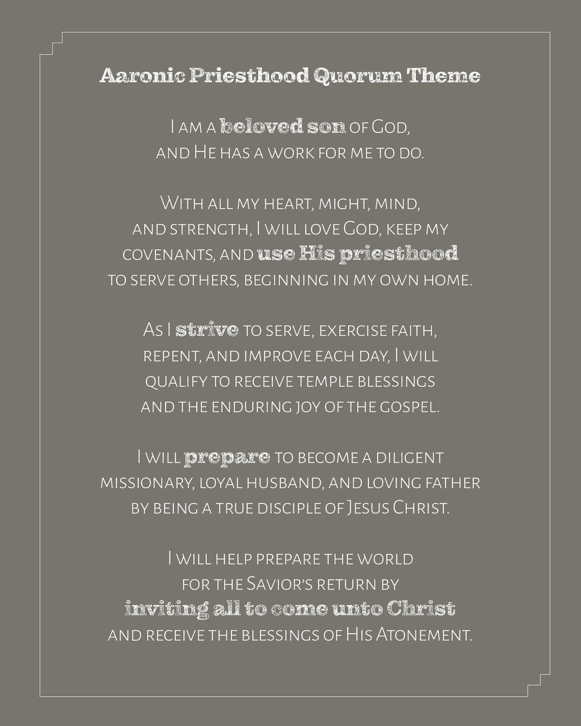 LDS Aaronic Priesthood Theme {black, White &amp; Grey} - Etsy