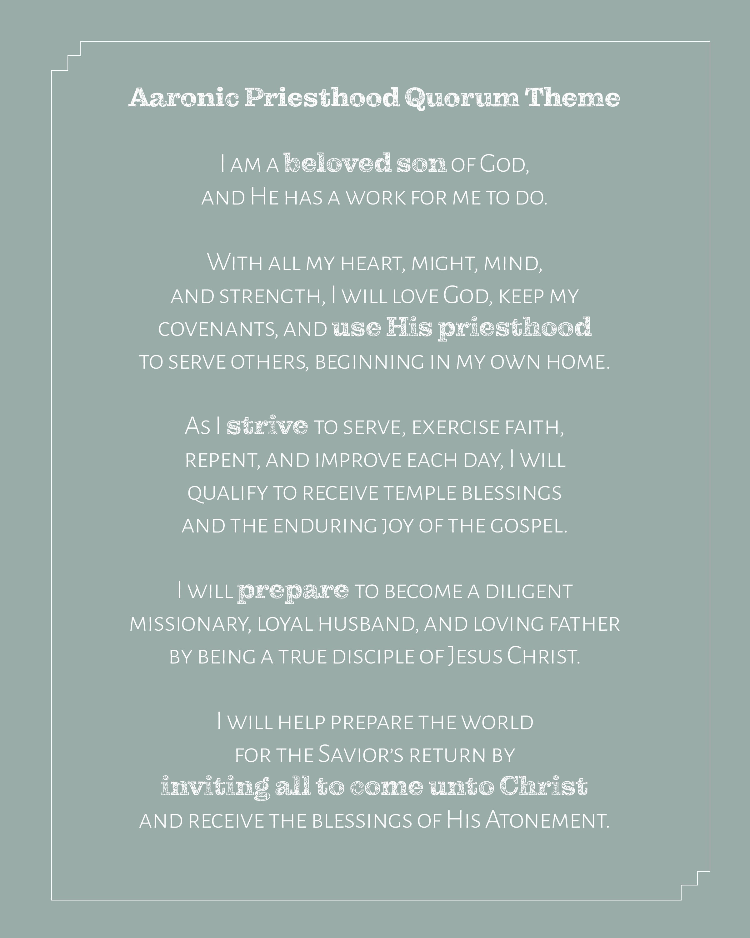 LDS Aaronic Priesthood Theme blues &amp; Green - Etsy