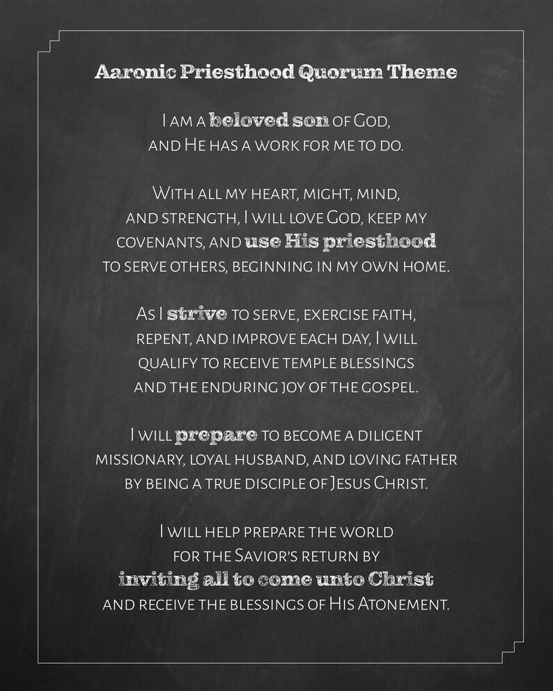 LDS Aaronic Priesthood Theme {black, White &amp; Grey} - Etsy