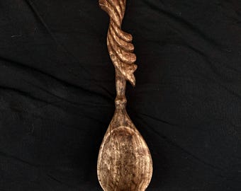 Cuchara de madera grabada personalizada, regalo rústico para pareja, madera de nogal, hecha a mano