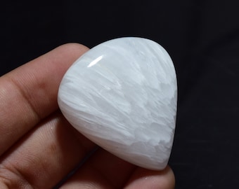 Scolecite Gemstone loose Scolecite Scolecite Cabochon Loose Gemstone 37x24x6mm White Scolecite Pear shape Scolecite Wave scolecite