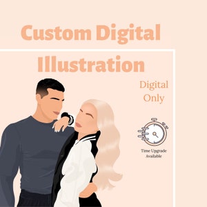 Ilustración de retrato digital sin rostro personalizada (¡solo digital!) / Dibujo animado a partir de una foto / Personalizado / Impresión personalizada / Parejas, amigos, familia