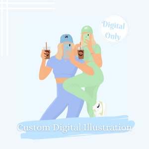 Ilustración de retrato digital sin rostro personalizada (¡solo digital!) / Dibujo animado a partir de una foto / Personalizado / Impresión personalizada / Parejas, amigos, familia