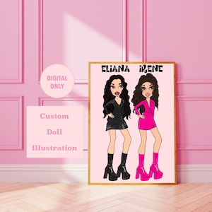 Custom Digital Doll illustration | cartoon from photo personalised | printable | birthday Christmas gift for her | family friends