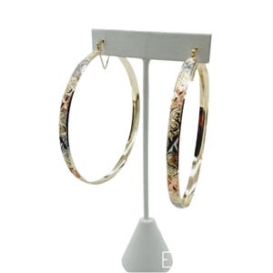 Gold-filled l Large Hoop Earrings l Tri-color Design l Detailed Patterns
