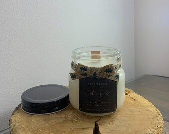 8oz CedarPines All Natural Soy Woodwick Candle with Essential Oils