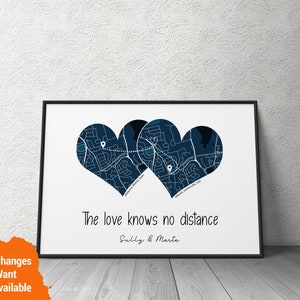 Carte cadeau de la Saint-Valentin, Carte de couple, Distance entre nous, Cadeau de déménagement personnalisé, Cadeau longue distance Love Miss You, Carte personnalisée cadeau