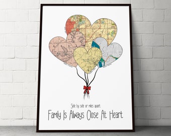 Best Mothers Day Gifts, Long Distance Family Map Art, Custom Gift For Mommy From Daughter, Gift From Son, Personalized Gift Idea For Mom