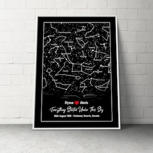 Cadeau d’anniversaire pour le petit ami, petite amie, cadeau d’un an, idées de cadeau de 1er anniversaire, carte personnalisée d’étoile, cadeau numérique d’anniversaire