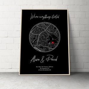 Personalisierter Stadtplan Druck, Jahrestag Geschenkidee, Einzigartige Lage Karte Geschenk für Sie oder Ihn, druckbare Wandkunst Poster, Digitaldruck Geschenke