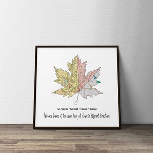 Cadeaux de fête des mères pour maman, impression de carte de famille ensemble, carte de feuille d’avion personnalisée, cadeau pour la famille, art cartographique personnalisé, cadeaux d’amitié uniques