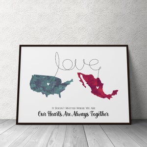 Cadeau de petit ami de longue distance, cadeau de carte pour la petite amie, art de relation d’interurbain, quand appelle le coeur, cadeau de miles à part pour le papa de maman