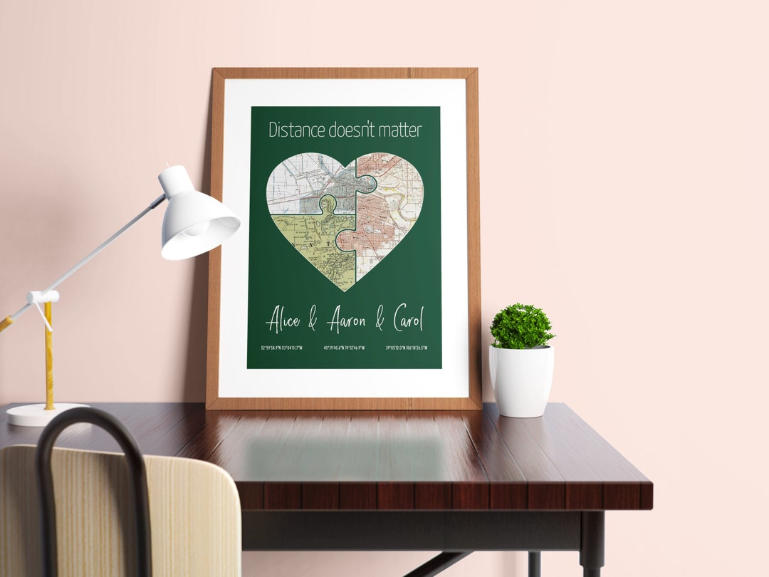Long Distance Love & Friendship Puzzle Map • Custom Relationship Poster ...