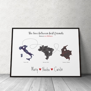 Cadeau d’amitié longue distance, Cadeau pour ami, Relation à distance, Cadeau de famille, Cadeau d’anniversaire de meilleur ami, Carte longue distance Bff