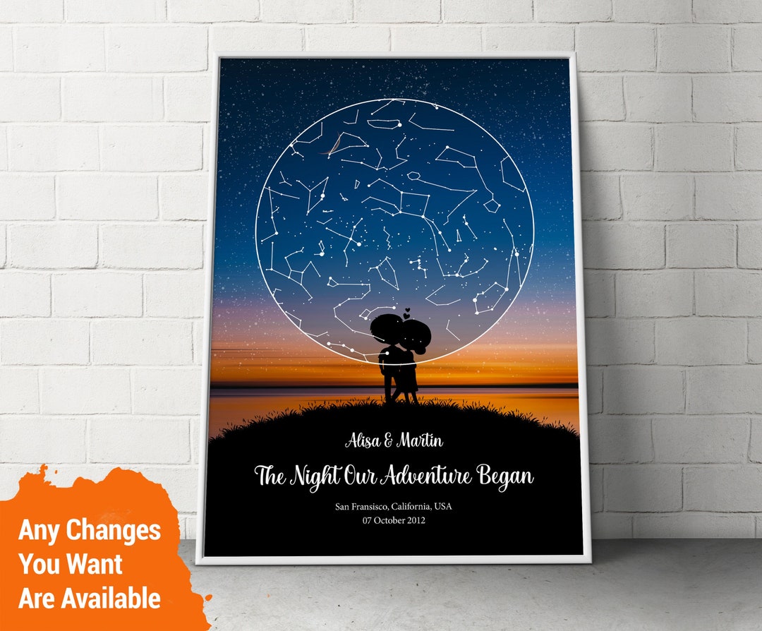 Anniversary Night Sky Gift, Starry Night Sky by Date, Unique Creative