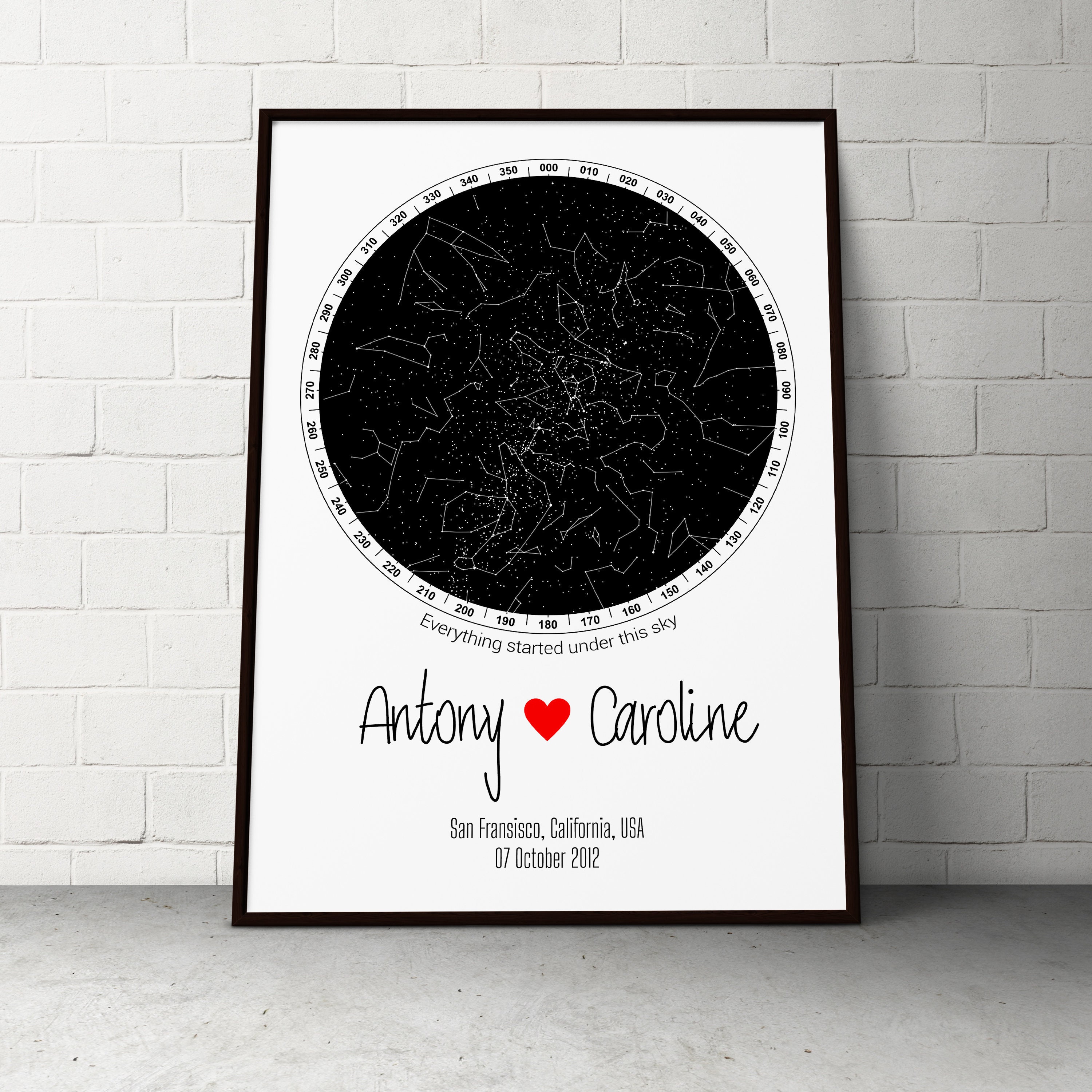 First Date Constellation Star Map Night Sky by Date Custom - Etsy