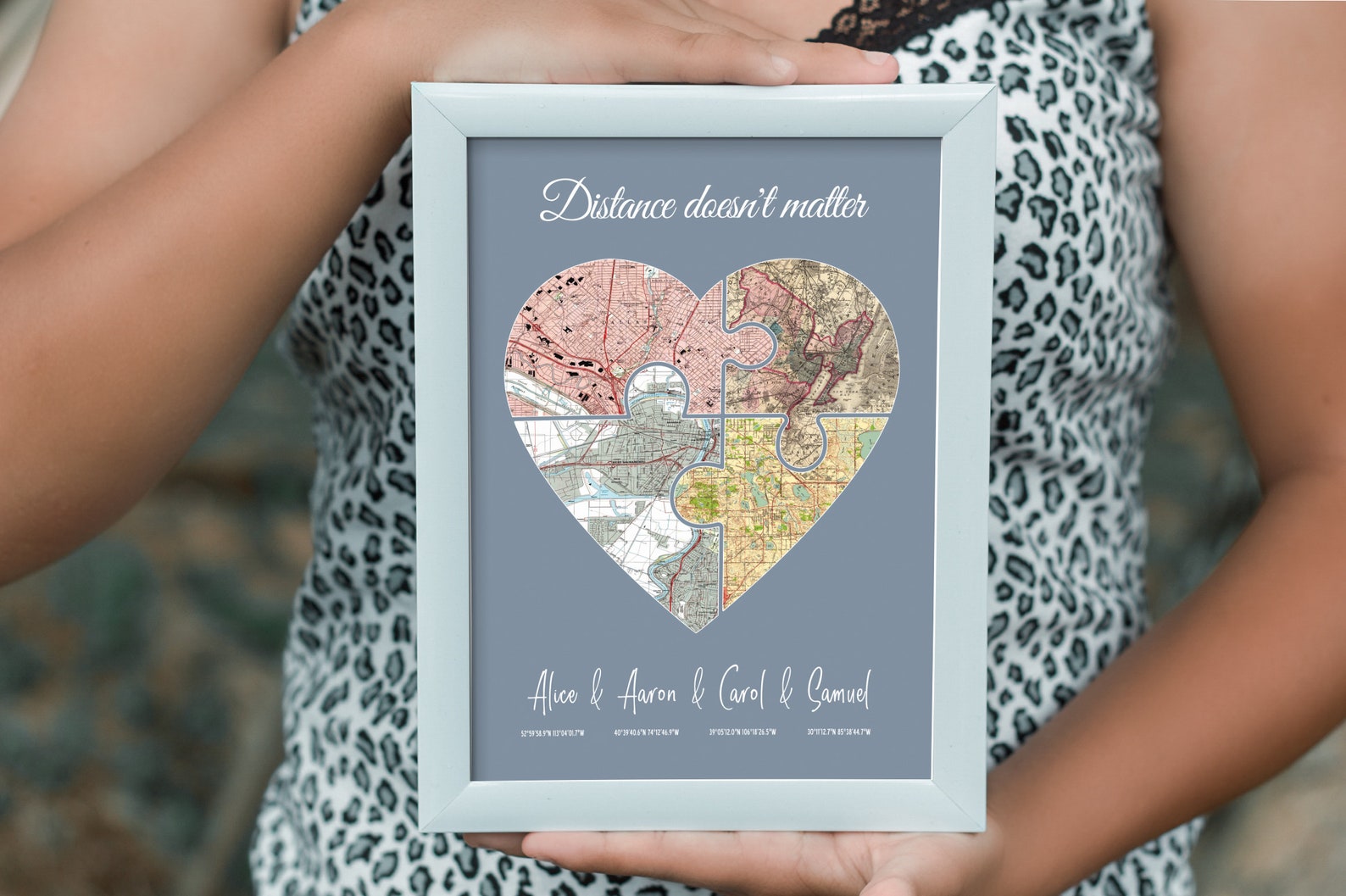 Long Distance Love & Friendship Puzzle Map • Custom Relationship Poster ...