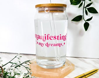 Glass Can Cup | Coffee Glass | Soda Can Glass | Manifest Glass | Manifest Cup | Iced Coffee Glass | Valentines Day Gift | Valentines Day Cup
