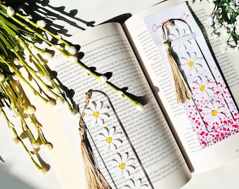 Daisy Bookmark | Daisy Bookmarks | Flower Bookmark Gifts | Dainty Flower Bookmark | White Daisy Bookmark Gift Her | Bookmark Gift for Reader