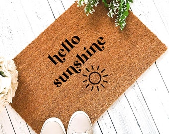 Hallo Sunshine Deurmat | Hallo Lente Mat | Hallo Deurmat | Hallo Mat | Deurmatten gepersonaliseerde | Kokos Deurmat Outdoor | Deurmatten Outdoor Mat