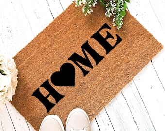 Home Doormat, Heart Doormat, Custom Doormat Gift, Housewarming Gift, Funny Doormat, Custom Welcome Doormat Personalized, Front Door Mat