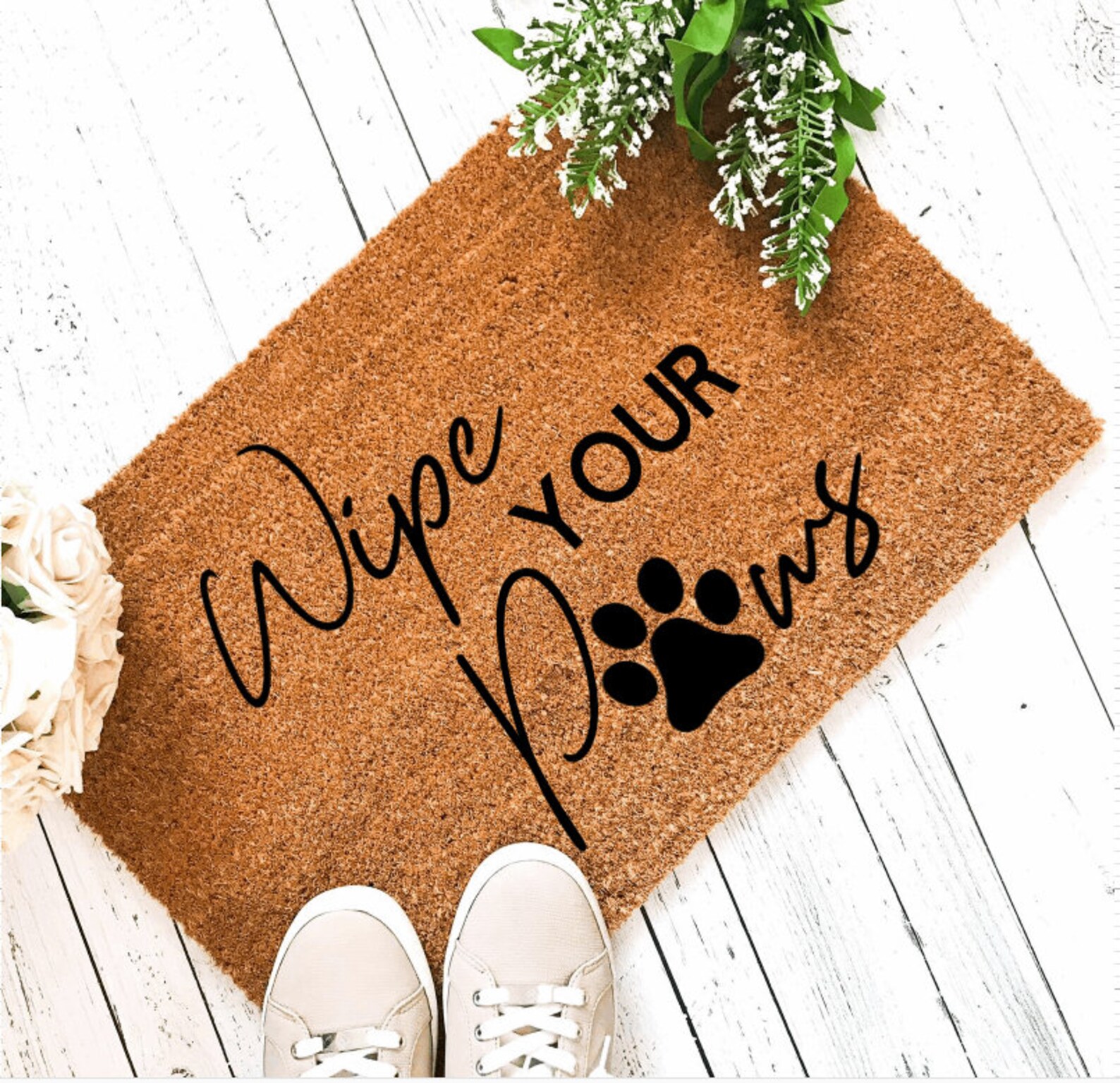Wipe Your Paws Doormat Pet Paw Print Doormat Paws Doormat Etsy