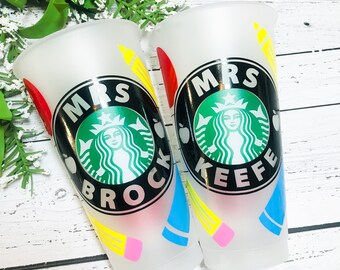 GERESERVEERD ALICIA - 2 Gepersonaliseerde Leraren Cadeau voor Leraar, Custom Leraren Cold Cup, Essentiële Leraar Waardering Cadeau
