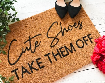 Schattige schoenen nemen ze van deurmat, schattige schoenen deurmat, grappige deurmat gepersonaliseerd, aangepaste welkom deurmat gepersonaliseerd, housewarming deurmat