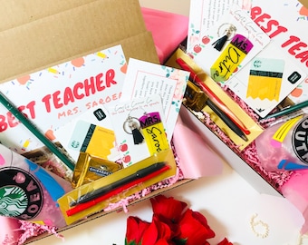 Personalized Teacher Gift Box, Teachers Gift for Teacher Thank You Gift, Custom Teachers Starbucks Cup, Essential Teacher Appreciation Gift