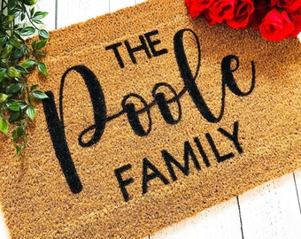 Aangepaste familienaam deurmat, housewarming cadeau, aangepaste deurmat in Canada, gepersonaliseerde deurmat, welkom deurmat, voordeur mat, nieuw huis