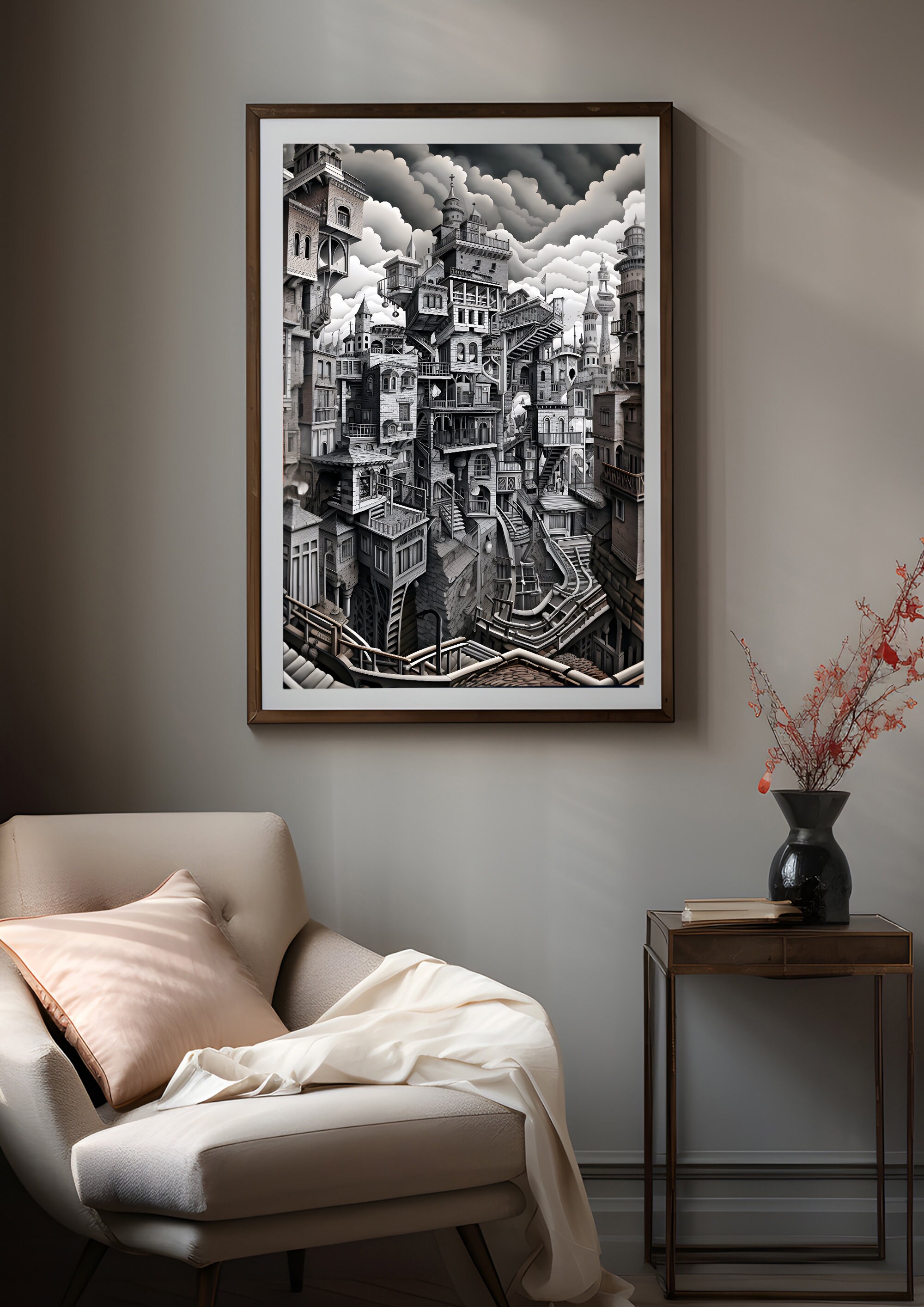 Inspired by M.c.escher Printable Downloadable Digital Art - Etsy