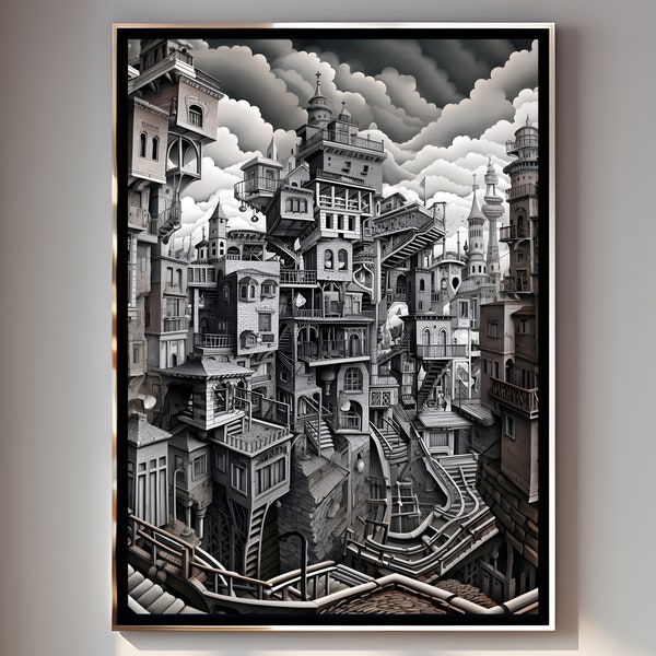 Inspired by M.C.Escher - Printable Downloadable Digital Art