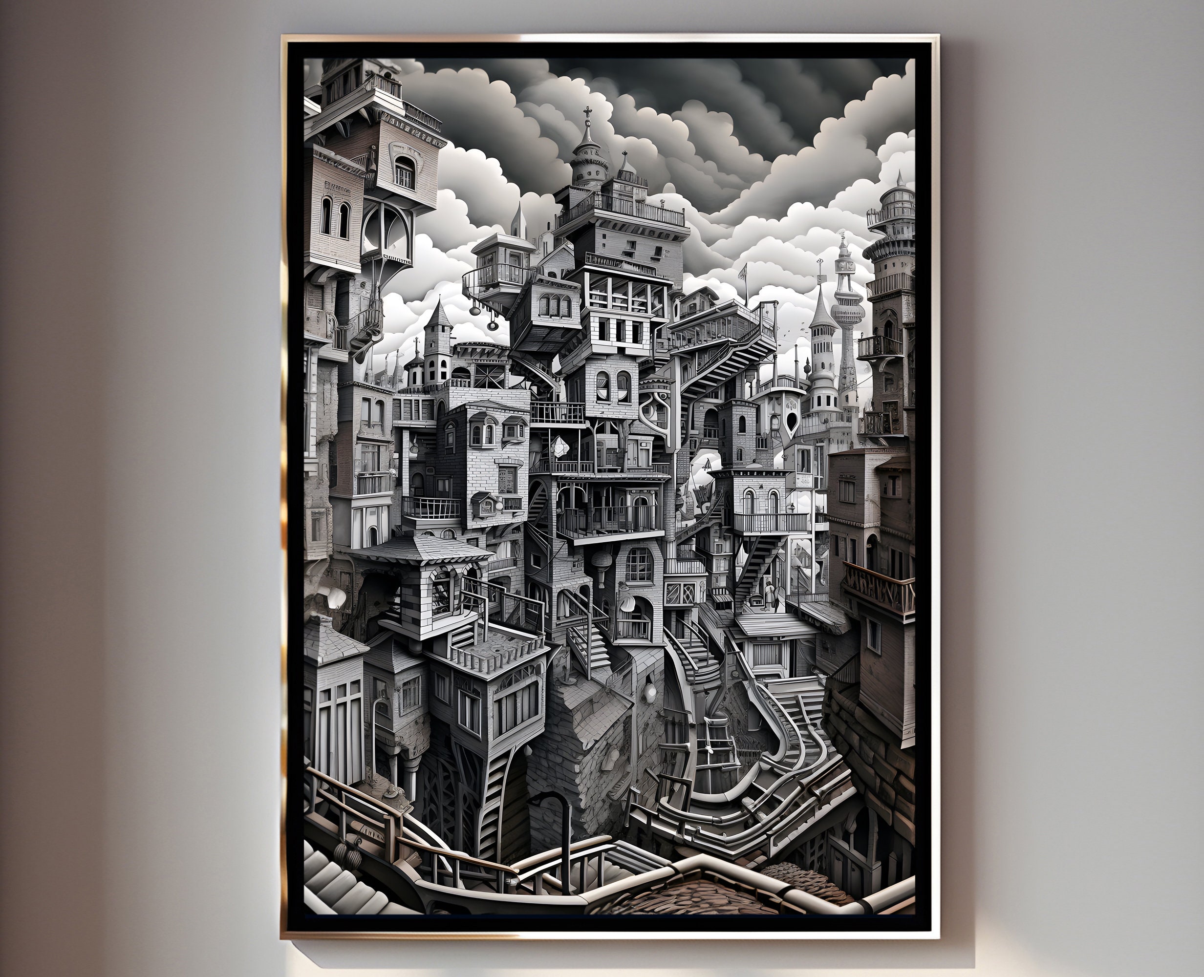 Inspired by M.c.escher Printable Downloadable Digital Art - Etsy