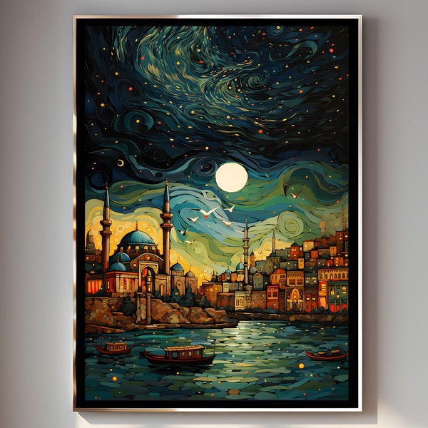 Istanbul Van Gogh Print, Istanbul - Turkey Travel Gift, Printable City Poster, Digital Download, Wedding Gift, Birthday Present, Van Gogh