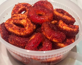 Dulces Enchilados Peach Rings - Christmas Candy - Holiday Candy - Spicy Peach Rings - Peach Rings Chamoy Candy - Chamoy and Tajin