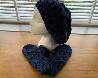 Knitted Slouchy Hat and Mitts