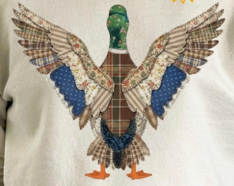 Patchwork Mallard Duck PNG, Bird Hunting Graphic, Outdoors Nature Digital Download