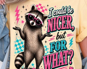 „Ich könnte netter sein“ (PNG), Sarkastisches Waschbär-Design, Freches Südstaaten-Shirt-Motiv