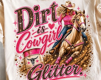 Rodeo Cowgirl Glitter PNG, Barrel Racing Design, Digital Download