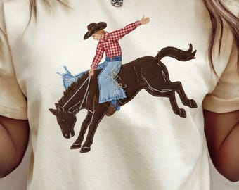 Cowboy Riding Bucking Horse PNG, Western Rodeo Design, Retro Country Boy, Rustic Ranch Design