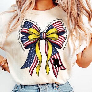 American Flag Coquette Ribbon Bow PNG, Support Our Troops Design, Patriotic Military Graphic