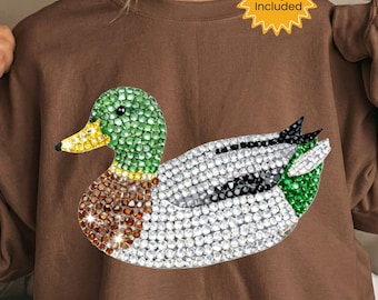 Faux Rhinestone Mallard Duck PNG, Gemstone Bird Hunting Graphic, Outdoors Nature Digital Download