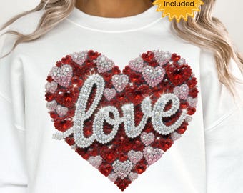 Faux Rhinestone Heart PNG, Gemstone Valentine Design, Digital Download