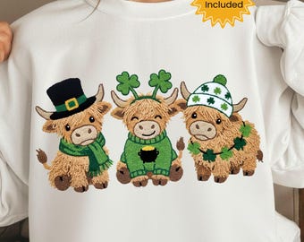 Haaknaald Highland Cows, png, namaakgaren St. Patrick's Day, digitale download