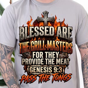 Blessed Grill Masters, Genesis 9:3, Funny Christian Dad BBQ PNG, Digital Download